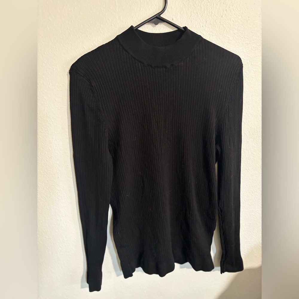 Black Ribbed Turtleneck Sweater
